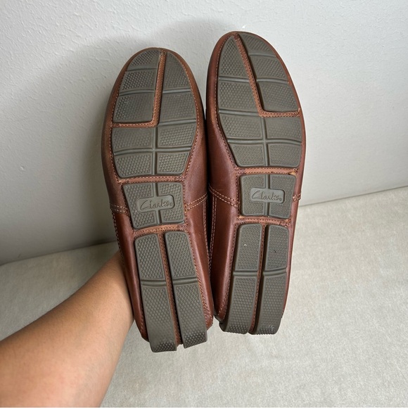 Clarks Men’s Markman Plain‎ Dark Tan Leather Casual Loafers size 11.5M - Picture 8 of 9